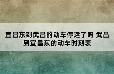 宜昌东到武昌的动车停运了吗 武昌到宜昌东的动车时刻表